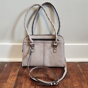 Patricia Nash Gray Shoulder Bag with Textured Leather and Adjustable Strap